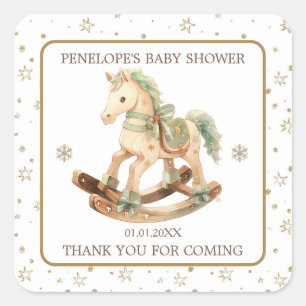 Rocking Horse Baby Shower Thank You Square Sticker
