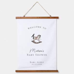 Rocking Horse Baby Shower Welcome Backdrop Hanging Tapestry