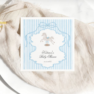 Rocking Horse Blue Boy Baby Shower Napkin