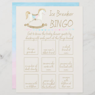 Rocking Horse Blue Pink Baby Shower Bingo