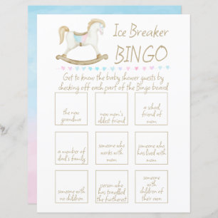Rocking Horse Blue Pink Baby Shower Bingo