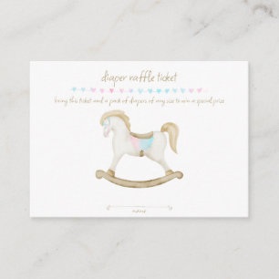 Rocking Horse Blue Pink Gender Neutral Baby Diaper Enclosure Card