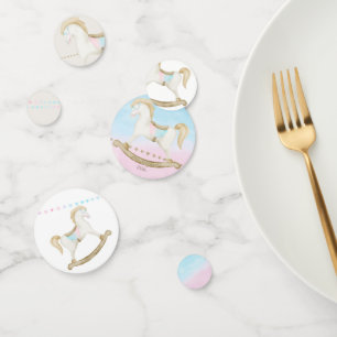 Rocking Horse Blue Pink Gender Neutral Baby Shower Confetti