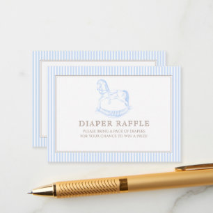 Rocking Horse Blue Toile De Jouy Diaper Raffle Enclosure Card