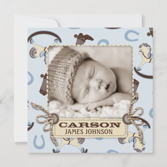 Rocking Horse Boy Announcement Square (Front)