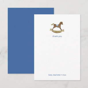 Rocking Horse boy baby shower thank you Card