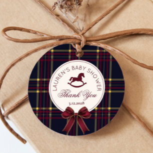 Rocking Horse Classic Christmas Plaid Thank you Favour Tags