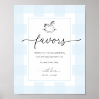 Rocking Horse Gingham Blue Gingham Favors Sign