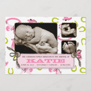 Rocking Horse Girl Announcement Card 2