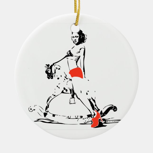 ROCKING HORSE GIRL! CERAMIC TREE DECORATION (Front)