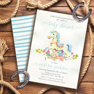 Rocking Horse Little Cowboy Baby Shower Invitation