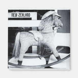 Rocking Horse, New Zealand BW (Fridge Magnet) Magnet