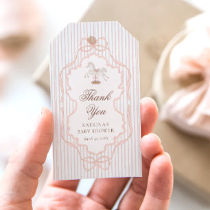 Rocking Horse Pink Baby Shower Thank You Gift Tags