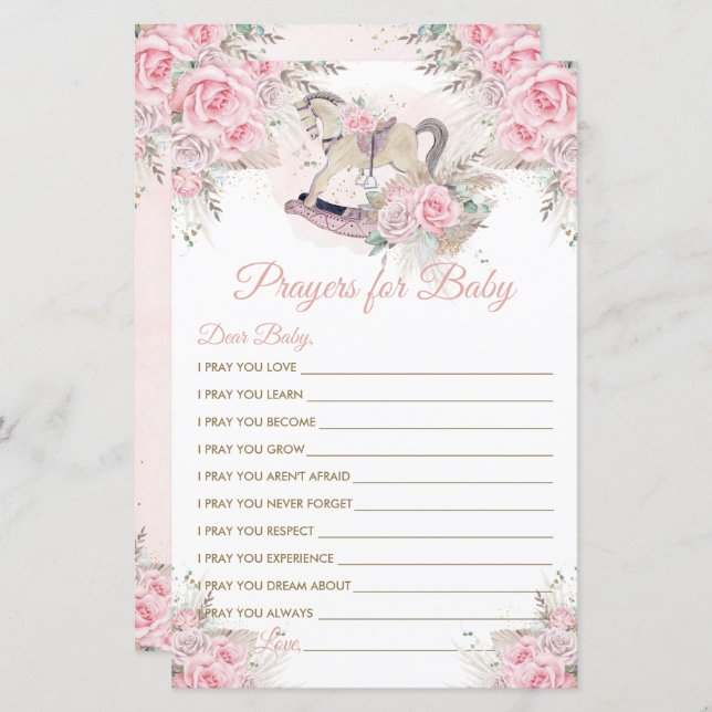 Rocking Horse Pink Pampas Grass Prayers for Baby (Front/Back)