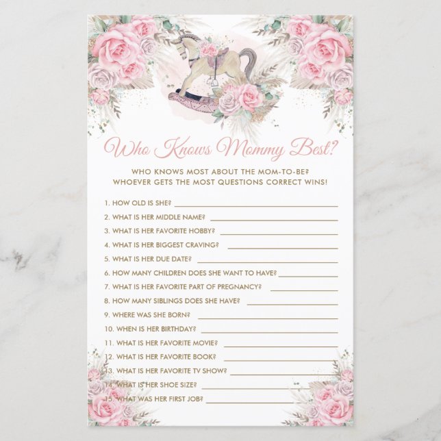 Rocking Horse Pink Pampas Who Knows Mummy Best (Front)