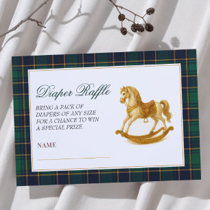 Rocking Horse Plaid Baby Shower Diaper Raffle Enclosure Card