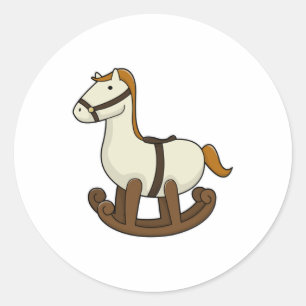 Rocking horse Toy Classic Round Sticker