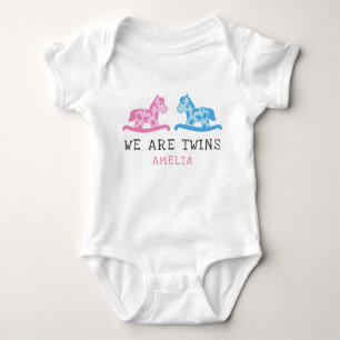 Rocking Horse Twins Boy Girl Name Baby Bodysuit