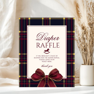 Rocking Horse Vintage Classic Plaid Diaper raffle Poster