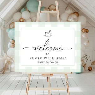 Rocking Hose Mint Green Gingham Welcome Sign