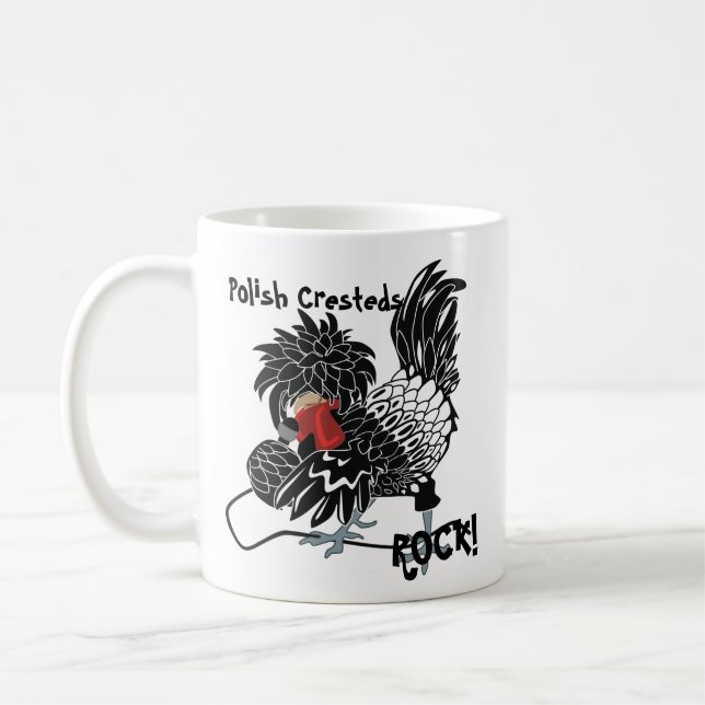 Rocking Polish Crested Chicken Coffee Mug (Left)