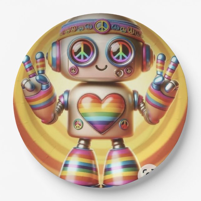 Rocking Retro Robot  Paper Plate (Front)