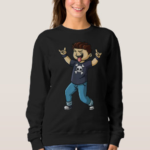 Rocking School Boy Music Hard Rock Hand Sign Fan B Sweatshirt