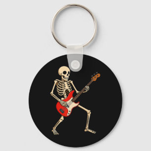 Rocking Skeleton For Halloween Music Lovers Funny Key Ring