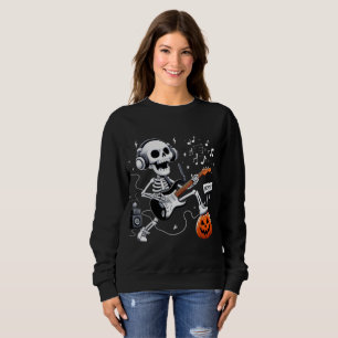 Rocking Skeleton Halloween Guitar Music Lover Tee