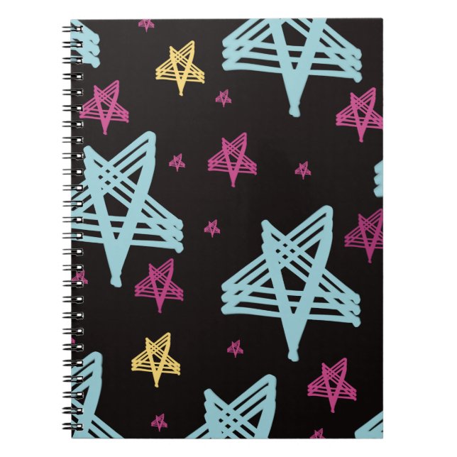 Rocking Stars Pink Blue Black  Notebook (Front)