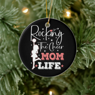 Rocking The Cheer Mum Life Funny Cheerleader Funny Ceramic Ornament