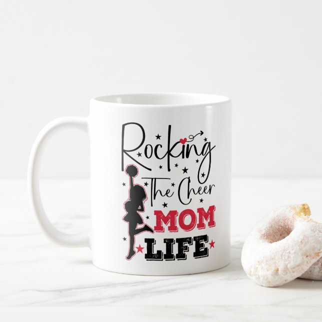 Rocking The Cheer Mum Life Funny Cheerleading Cool Coffee Mug (With Donut)