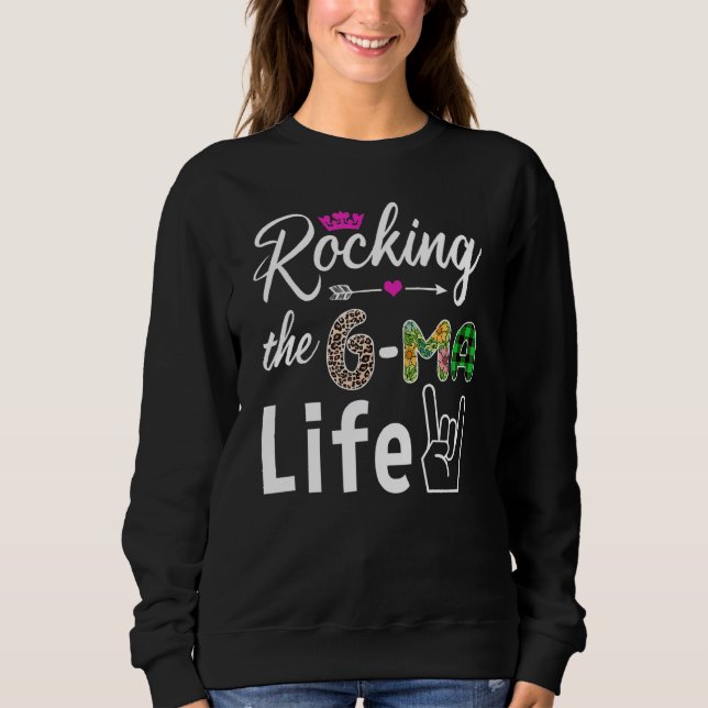 Rocking The G Ma Life Floral Leopard Buffalo Plaid Sweatshirt (Front)