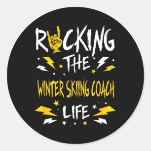 Rocking The Winter Skiing Coach Funny Alpine Skiin Classic Round Sticker
