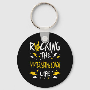 Rocking The Winter Skiing Coach Funny Alpine Skiin Key Ring