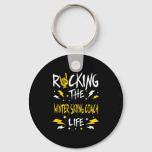 Rocking The Winter Skiing Coach Funny Alpine Skiin Key Ring