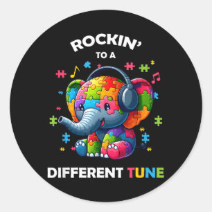 Rocking To A Different Tune Funny Autism Awareness Classic Round Sticker