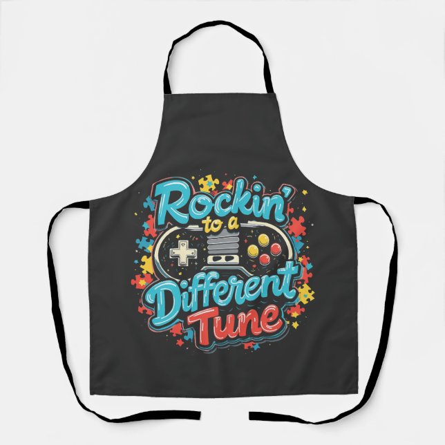 Rocking to a Different Tune Gaming Pad Autism  Apron (Front)