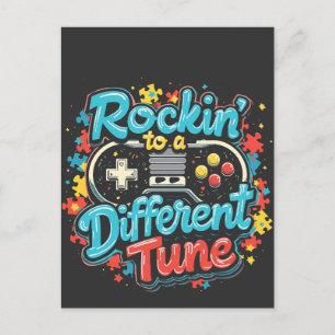 Rocking to a Different Tune Gaming Pad Autism Holiday Postcard
