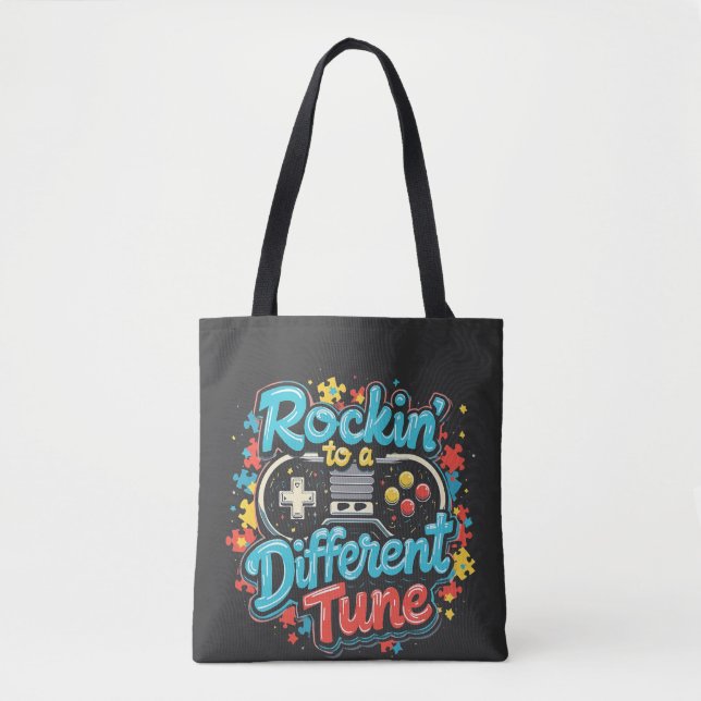 Rocking to a Different Tune Gaming Pad Autism  Tote Bag (Front)