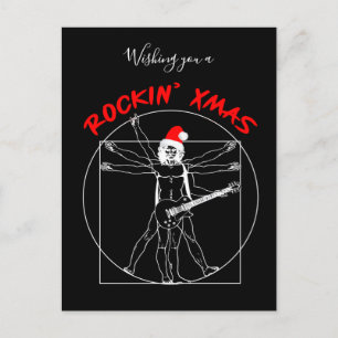 Rocking' X-mas - vitruvian guitar player Holiday Postcard