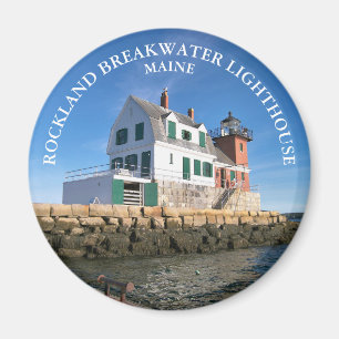 Rockland Breakwater Lighthouse, Maine Round Magnet