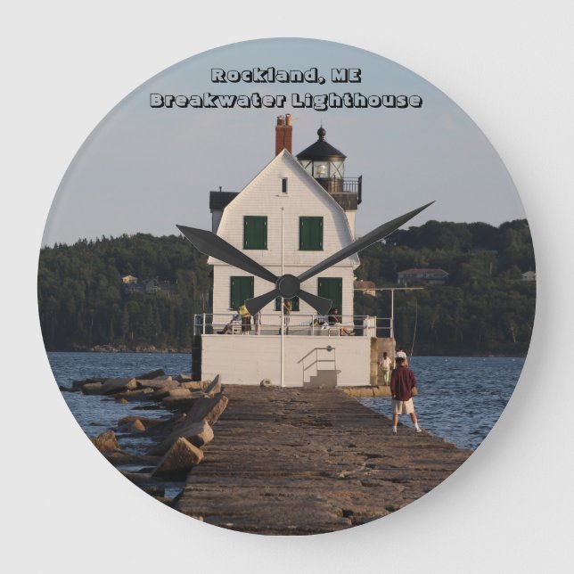 Rockland, ME Breakwater Lighthouse Large Clock (Front)