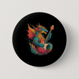 Rockn Roll Dragon Look with Cool E-Guitar Costume 6 Cm Round Badge