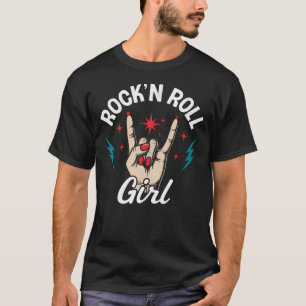 Rock'N Roll Girl Rock On Hand Sign Cool Punk Rock T-Shirt