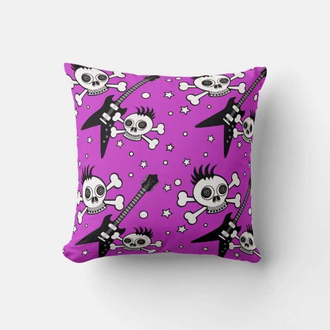 Rock'n Skulls with Guitars Cushion (Front)