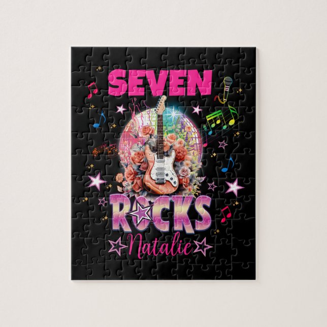 Rock'n'Roll Guitar Musical Birthday Girl Rockstar  Jigsaw Puzzle (Vertical)