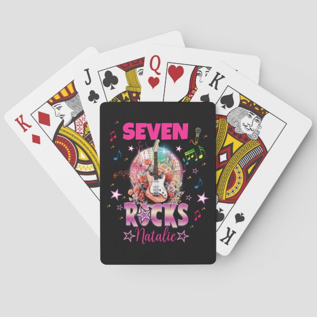 Rock'n'Roll Guitar Musical Birthday Girl Rockstar  Playing Cards (Back)