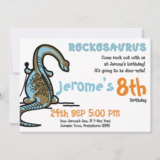 Rockosaurus Dino-Mite Birthday Bash! Invitation (Front)