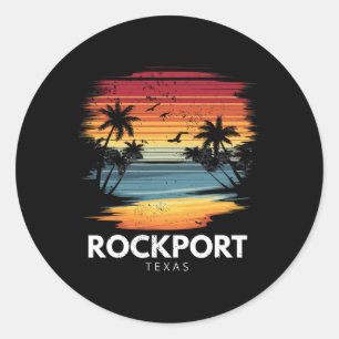 Rockport Beach Texas Surfboard Surfing Vintage Classic Round Sticker
